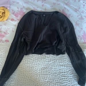 cropped urban outfitters waffle shirt